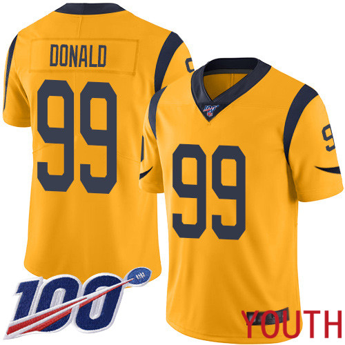 Los Angeles Rams Limited Gold Youth Aaron Donald Jersey NFL Football #99 100th Season Rush Vapor Untouchable